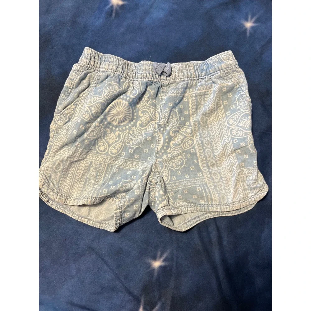 The Childrens Place Girls Paisley Bandana Print Shorts Light Blue Size 10